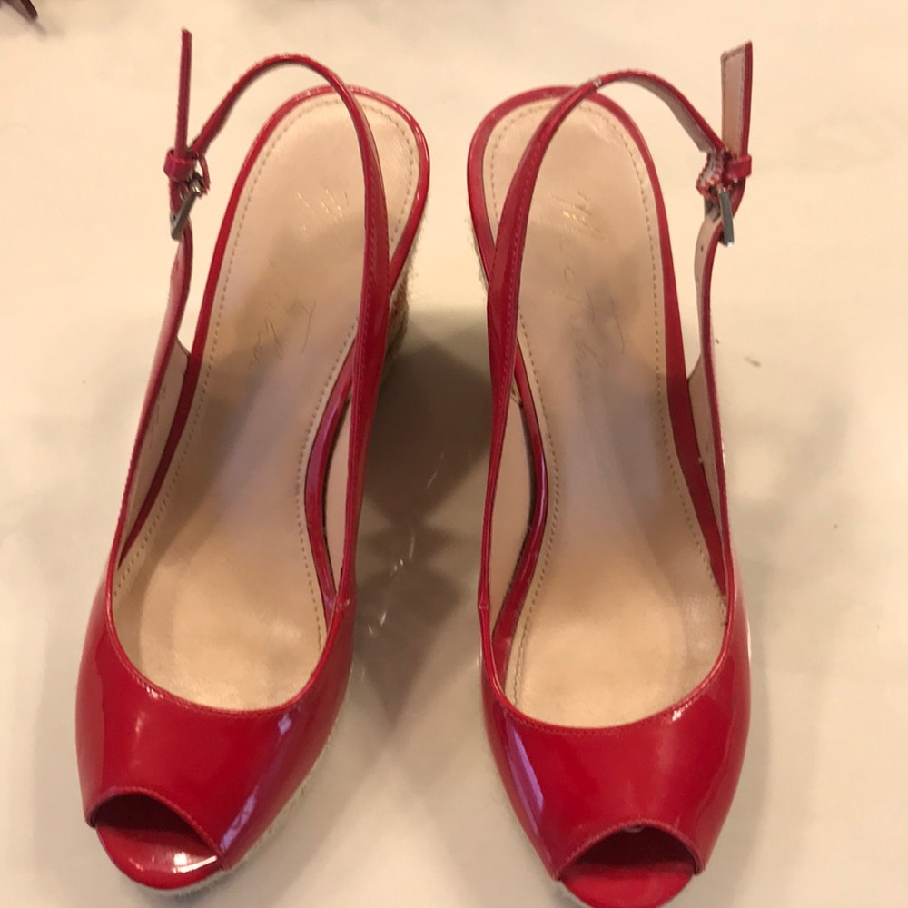 Marc Fisher red wedge heel espadrilles